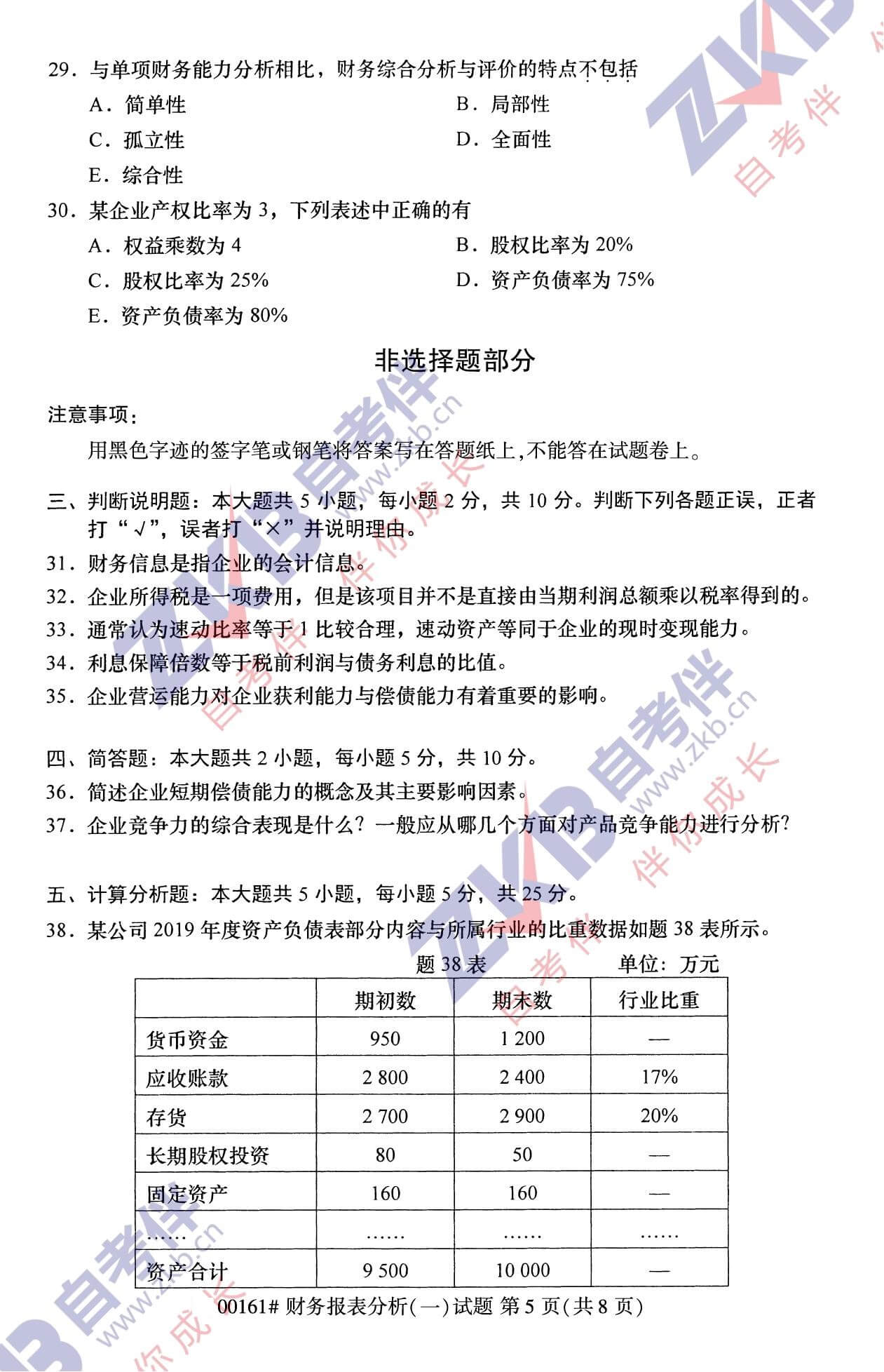 2021年10月福建自考00161財(cái)務(wù)報(bào)表分析(一)試卷